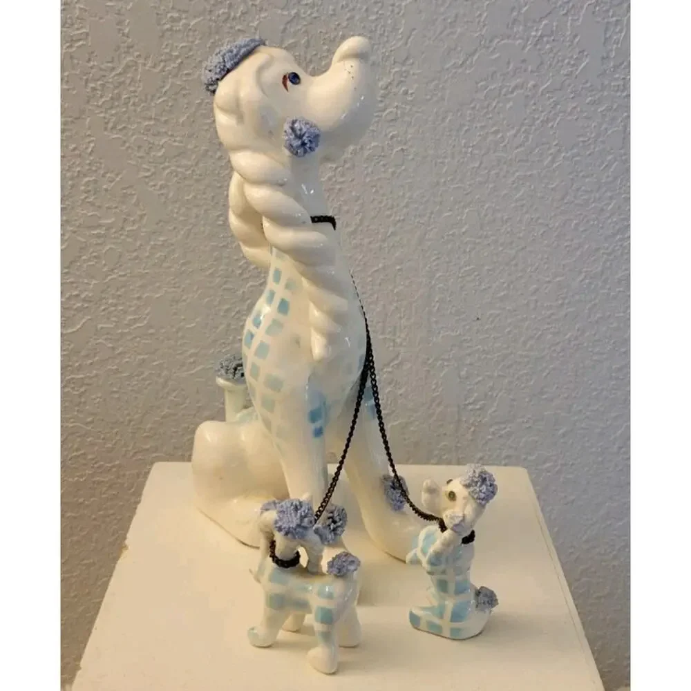 Vtg. 50s Kreiss & Company Poodle w/Puppies on Chain Leash Made in Japan - Picture 4 of 16